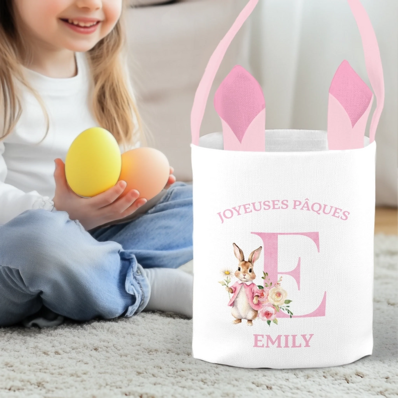 Panier Lapin Personnalisé – Cadeau De Pâques Pour Enfants – Pour Ramasser Des Souvenirs Pleins De Douceur