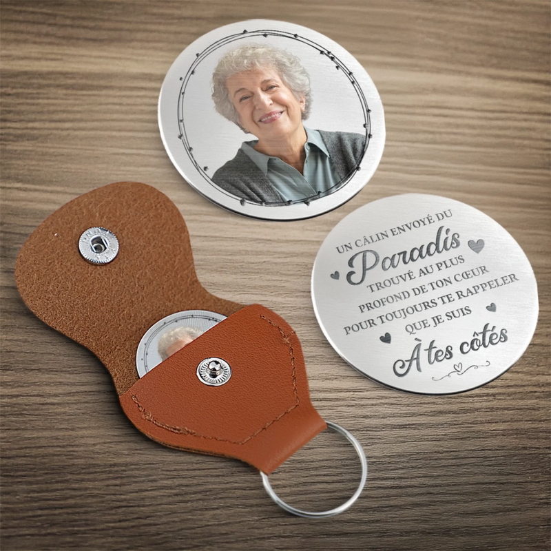 Porte-Bonheur De Poche Personnalisé Avec Photo - Cadeaux De Souvenir Et De Condoléances Pour La Perte D’Une Maman Ou D’Un Papa - Serré Par Ton Amour