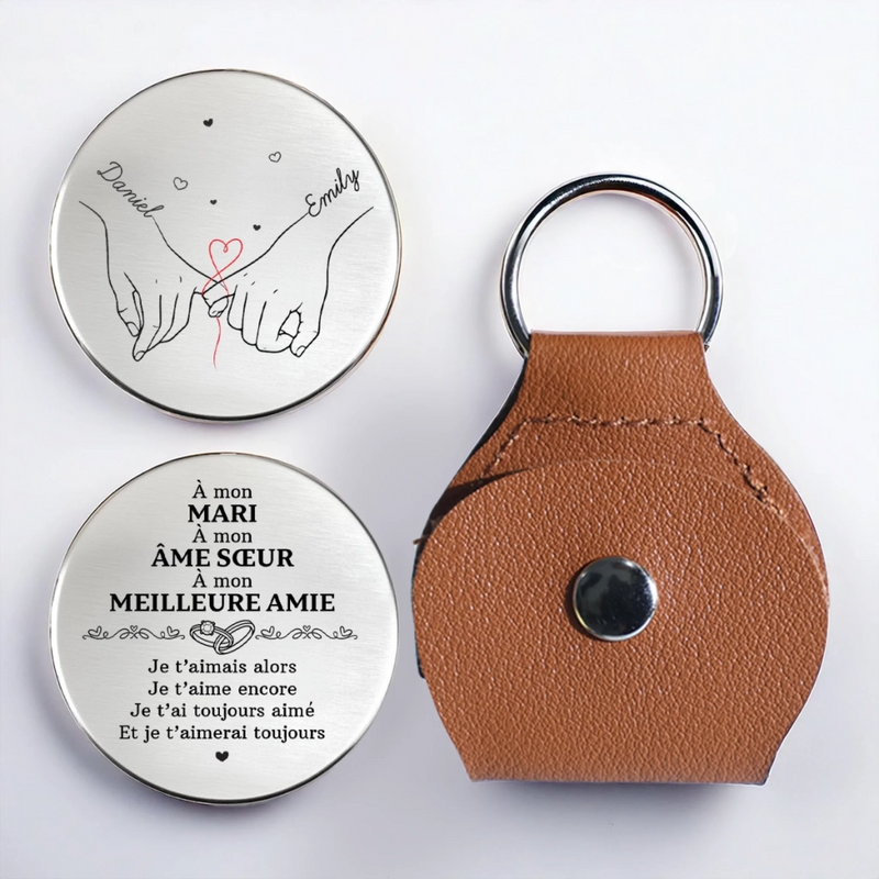 Porte-Bonheur De Poche Personnalisé – Cadeaux D’Anniversaire Et De Mariage Pour Mari Et Femme, Pour Lui Et Pour Elle – Mon Cœur T’Accompagne Partout