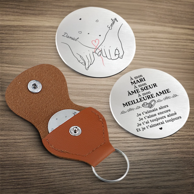 Porte-Bonheur De Poche Personnalisé – Cadeaux D’Anniversaire Et De Mariage Pour Mari Et Femme, Pour Lui Et Pour Elle – Mon Cœur T’Accompagne Partout