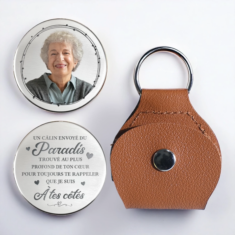 Porte-Bonheur De Poche Personnalisé Avec Photo - Cadeaux De Souvenir Et De Condoléances Pour La Perte D’Une Maman Ou D’Un Papa - Serré Par Ton Amour