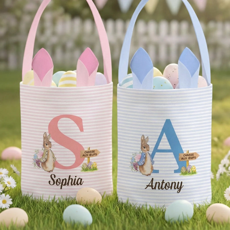 Panier Lapin Personnalisé – Cadeau De Pâques Pour Enfants – Une Tradition Pour Son Premier Pâques