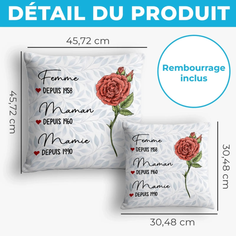 Coussin Personnalisé – Cadeau Pour Mamie – Entourée D’Amour