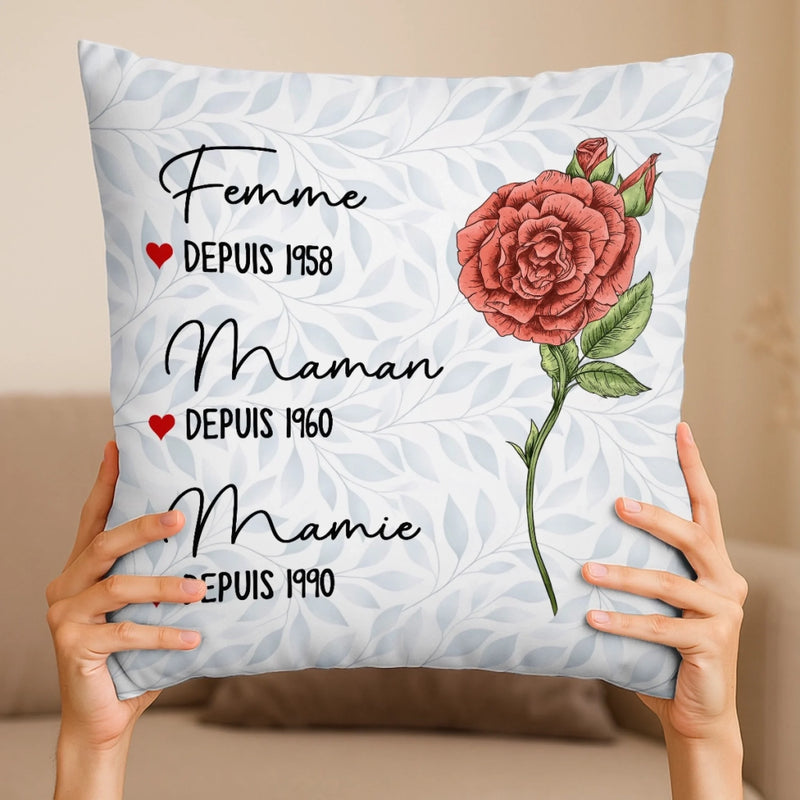 Coussin Personnalisé – Cadeau Pour Mamie – Entourée D’Amour