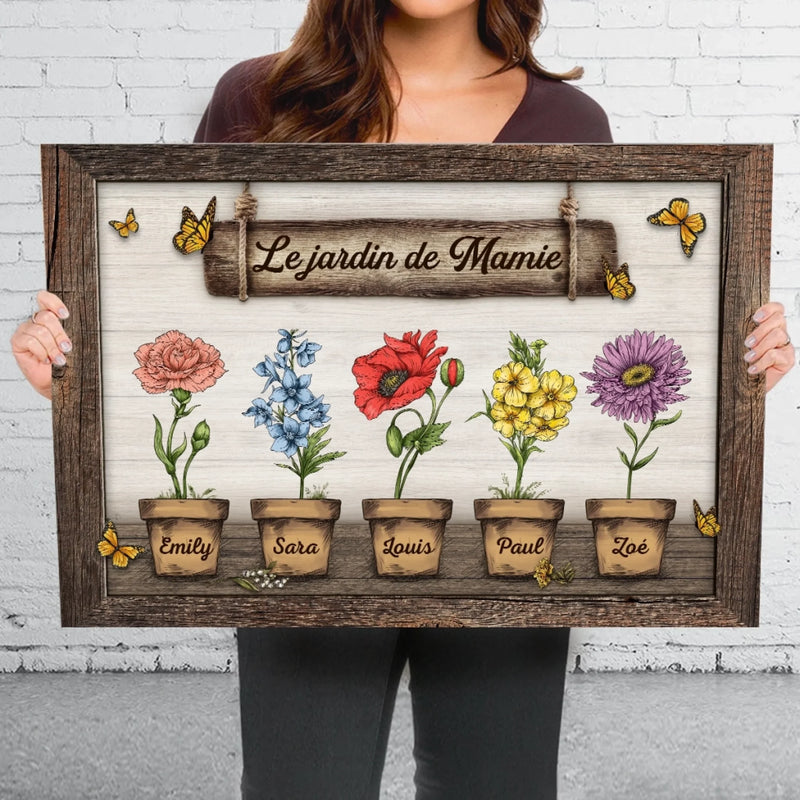 Toile Horizontale Personnalisée – Cadeau Pour Mamie, Maman – L’Amour Nous Rassemble Toujours