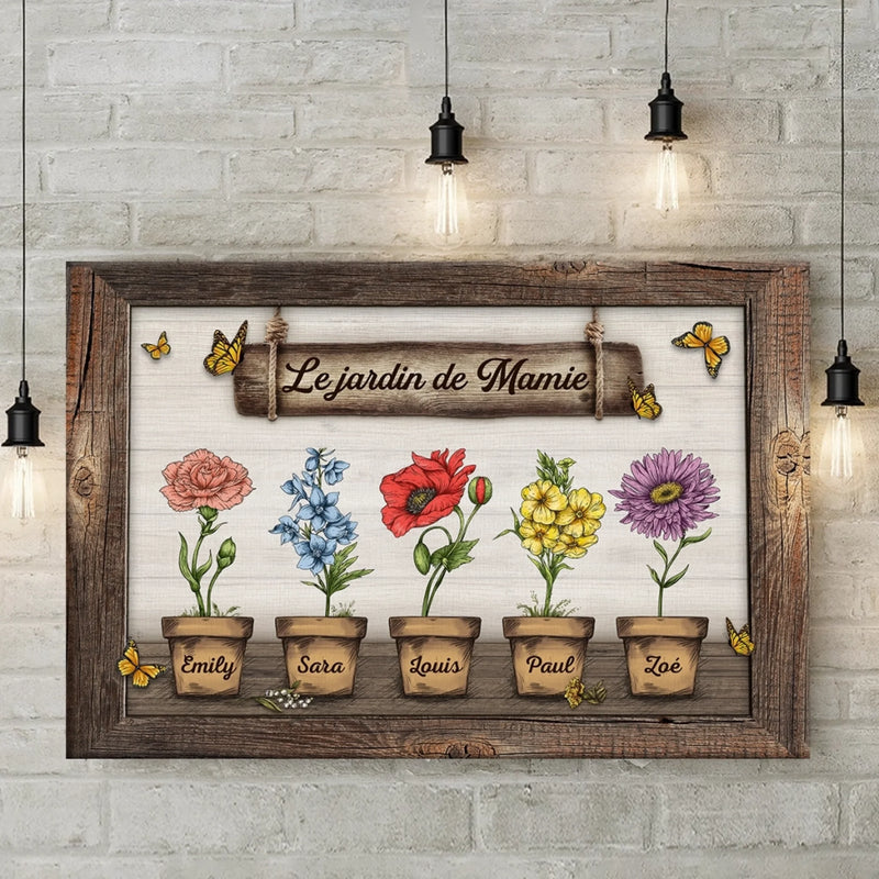 Toile Horizontale Personnalisée – Cadeau Pour Mamie, Maman – L’Amour Nous Rassemble Toujours