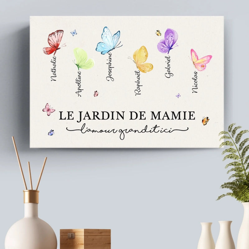 Toile Horizontale Personnalisée – Cadeau Pour Mamie, Maman – Chaque Enfant Est Une Fleur Dans Mon Jardin