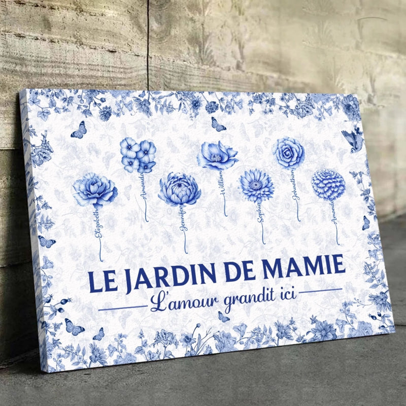 Toile Horizontale Personnalisée – Cadeau Pour Mamie, Maman – Un Jardin S'épanouit Avec Amour