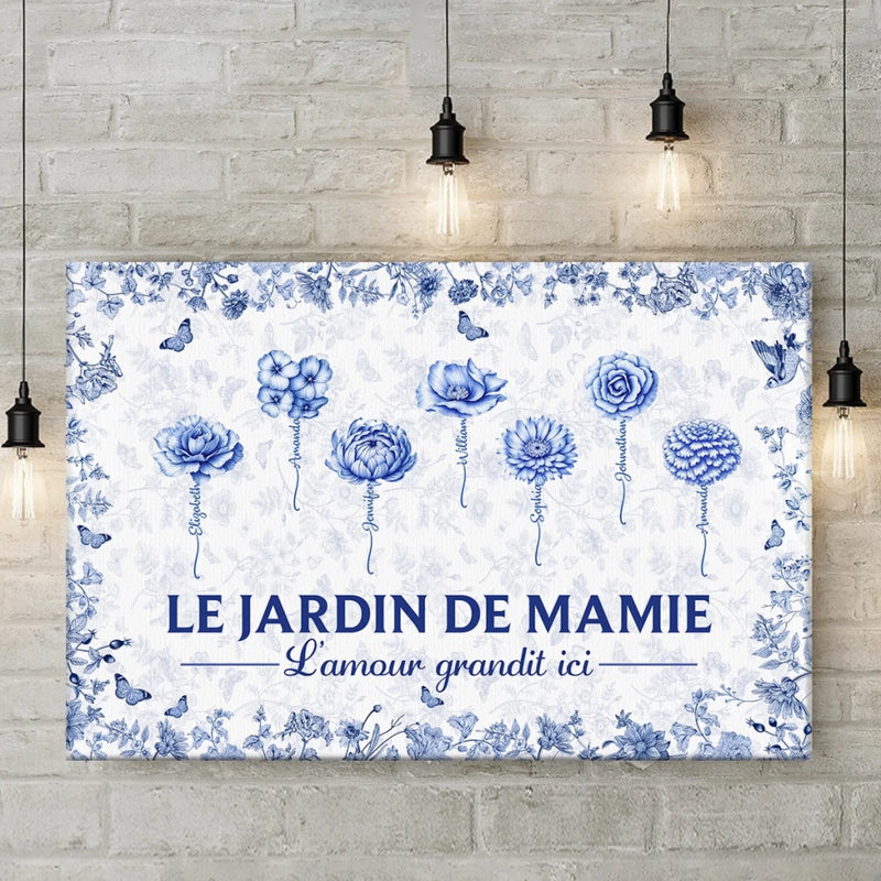 Toile Horizontale Personnalisée – Cadeau Pour Mamie, Maman – Un Jardin S'épanouit Avec Amour