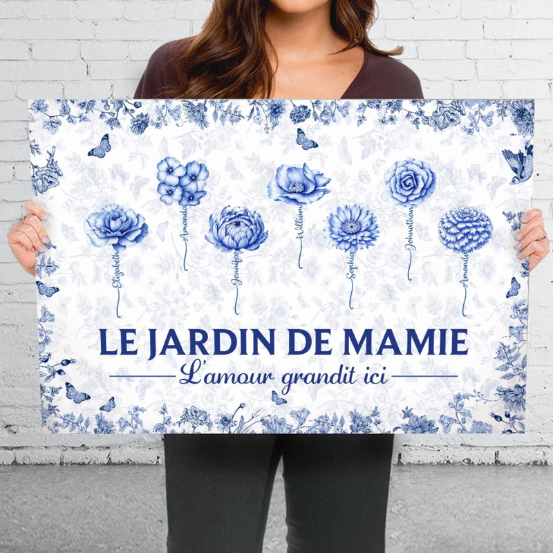 Toile Horizontale Personnalisée – Cadeau Pour Mamie, Maman – Un Jardin S'épanouit Avec Amour