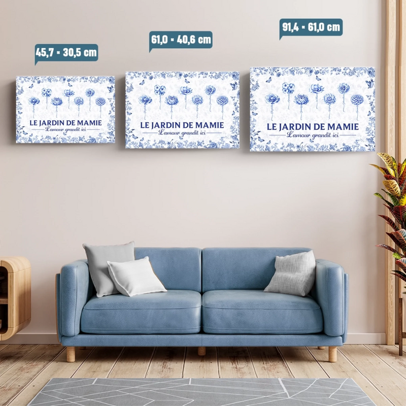 Toile Horizontale Personnalisée – Cadeau Pour Mamie, Maman – Un Jardin S'épanouit Avec Amour