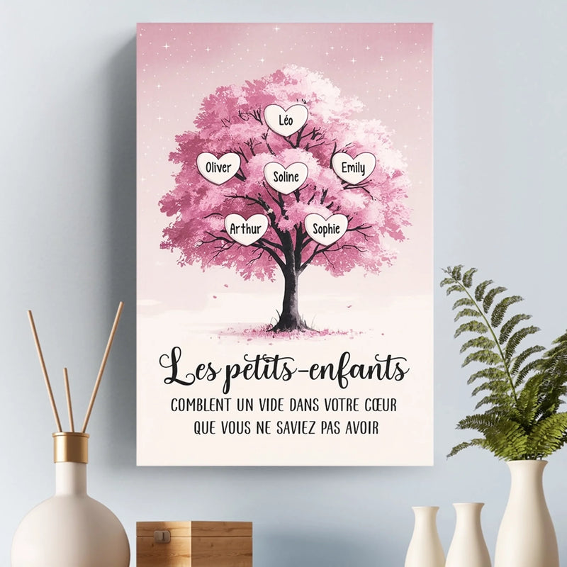 Toile Horizontale Personnalisée – Cadeau Pour Mamie, Maman – L'Amour Grandit Ici