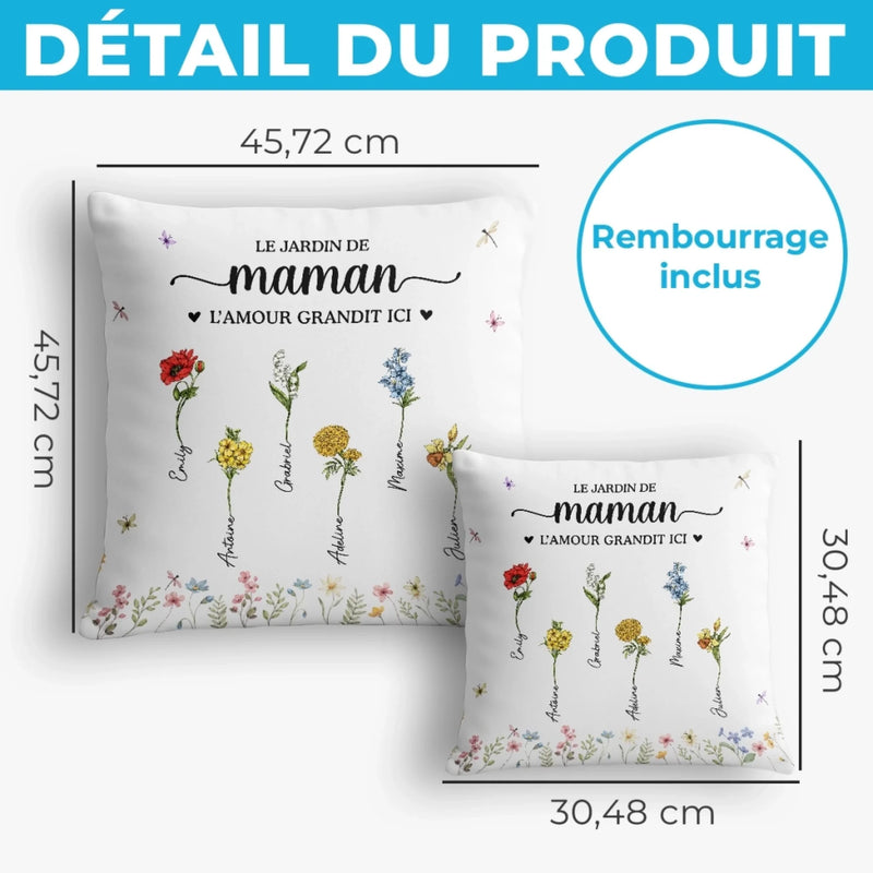 Coussin De Poche Personnalisé – Cadeau Pour Maman, Mamie – Mon Cœur Fleurit Avec Vous