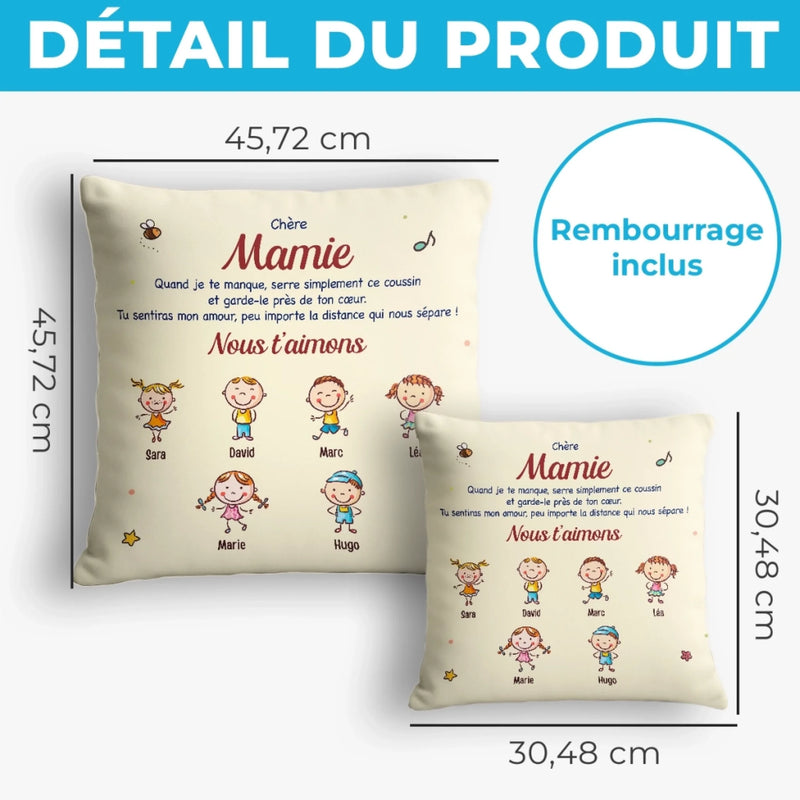 Coussin Personnalisé – Cadeau Pour Mamie, Maman – Un Câlin Plein D’Amour Même À Distance