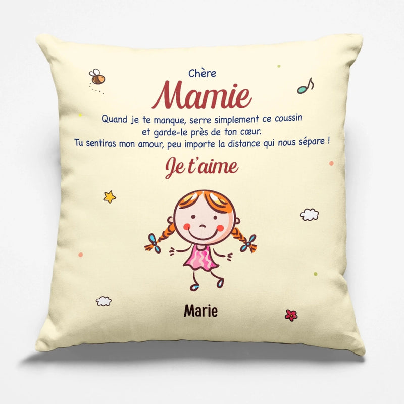 Coussin Personnalisé – Cadeau Pour Mamie, Maman – Un Câlin Plein D’Amour Même À Distance