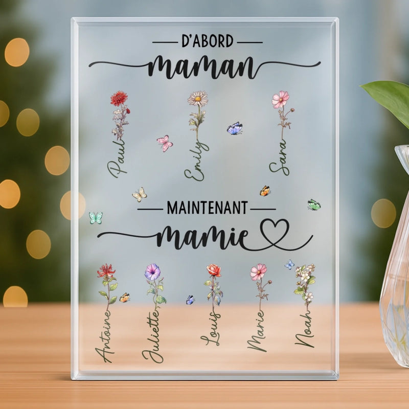 Plaque Acrylique Rectangulaire Personnalisée – Cadeau Pour Maman, Mamie – Une Famille Unie À Jamais