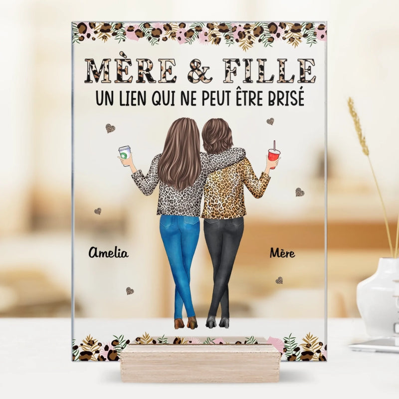Plaque Acrylique Rectangulaire Personnalisée – Cadeau Pour Maman, Fille – Femmes Fortes, Liens Inébranlables