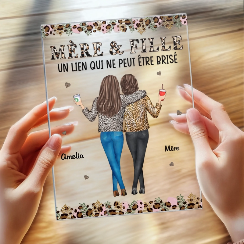Plaque Acrylique Rectangulaire Personnalisée – Cadeau Pour Maman, Fille – Femmes Fortes, Liens Inébranlables