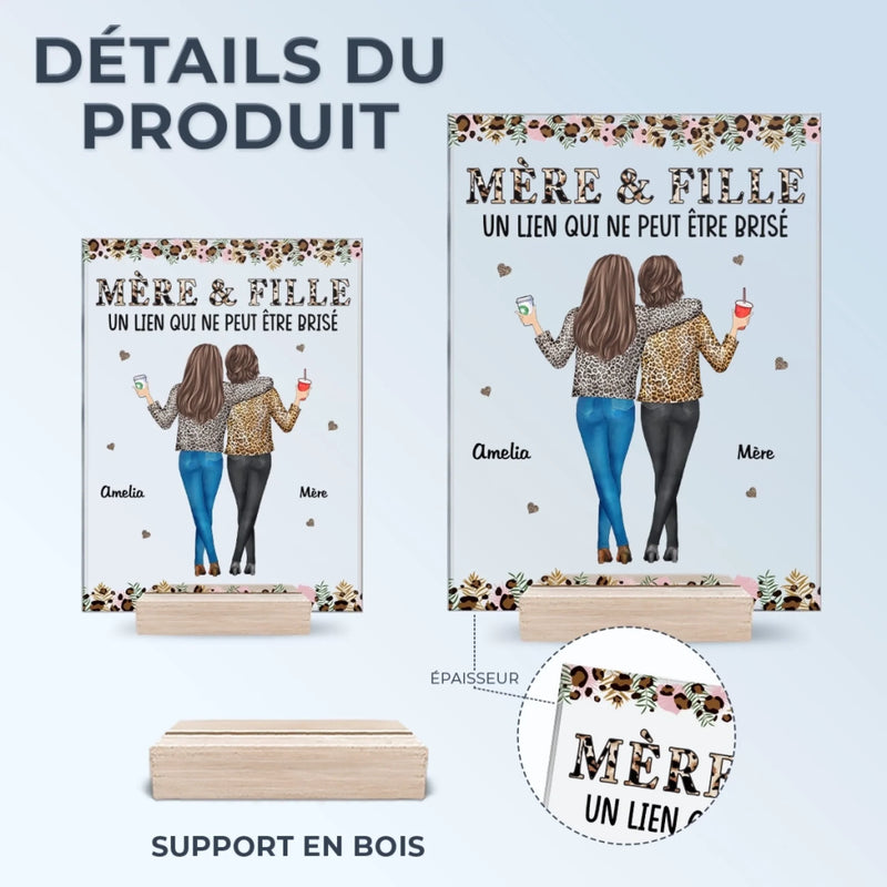 Plaque Acrylique Rectangulaire Personnalisée – Cadeau Pour Maman, Fille – Femmes Fortes, Liens Inébranlables