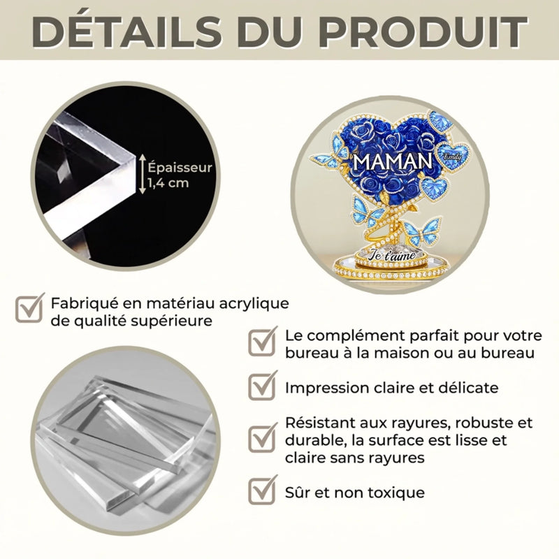 Plaque Acrylique Personnalisée – Cadeau Pour Mamie, Maman – Notre Histoire Gravée Dans Le Cœur