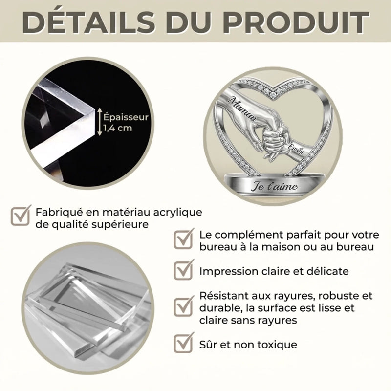 Plaque Acrylique Personnalisée – Cadeau Pour Mamie, Maman – Un Amour Qui Nous Unit Pour Toujours