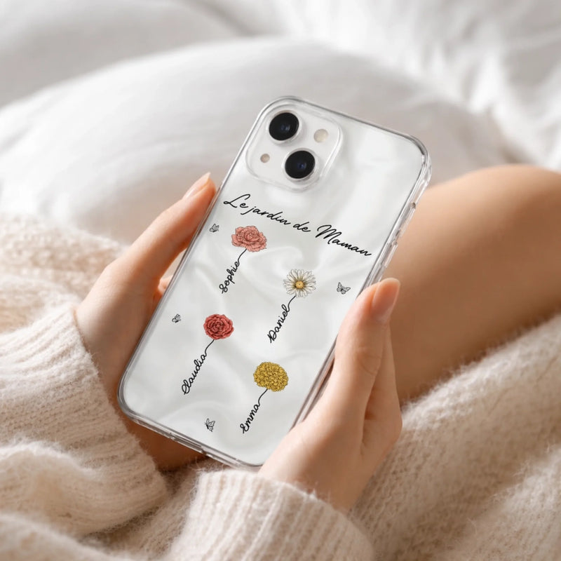 Coque De Téléphone Transparente Personnalisée – Cadeau Pour Mamie, Maman – Un Jardin D’Amour Qui L’Accompagne Partout