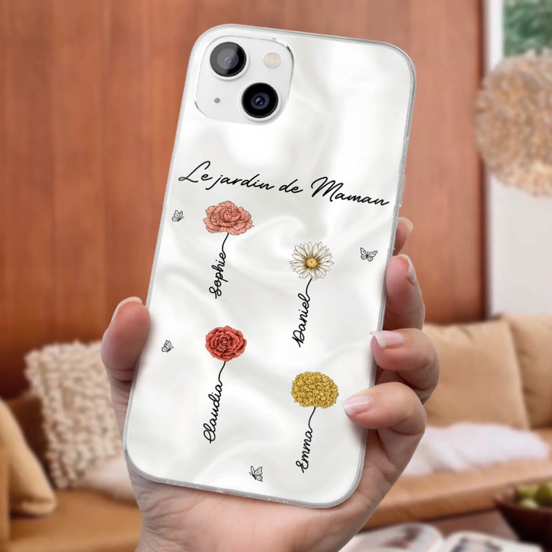 Coque De Téléphone Transparente Personnalisée – Cadeau Pour Mamie, Maman – Un Jardin D’Amour Qui L’Accompagne Partout