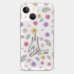 Coque De Téléphone Transparente Personnalisée – Cadeau Pour Mamie, Maman – Main Dans La Main Pour Toujours
