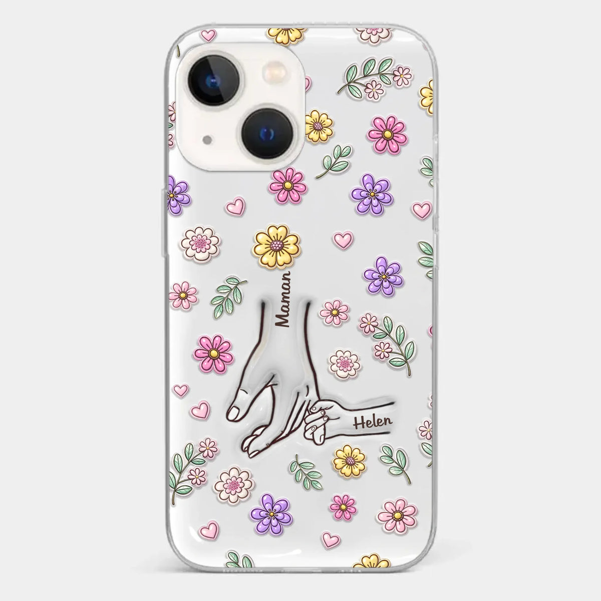 Coque De Téléphone Transparente Personnalisée – Cadeau Pour Mamie, Maman – Main Dans La Main Pour Toujours