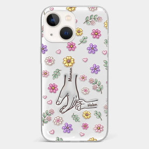 Coque De Téléphone Transparente Personnalisée – Cadeau Pour Mamie, Maman – Main Dans La Main Pour Toujours