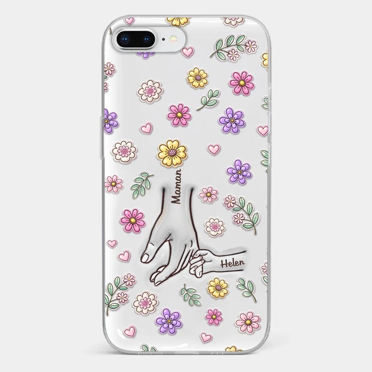Coque De Téléphone Transparente Personnalisée – Cadeau Pour Mamie, Maman – Main Dans La Main Pour Toujours