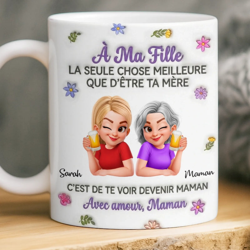 Mug Effet 3D Imprimé Personnalisé – Cadeau Pour Maman, Fille – Reine De Ma Famille