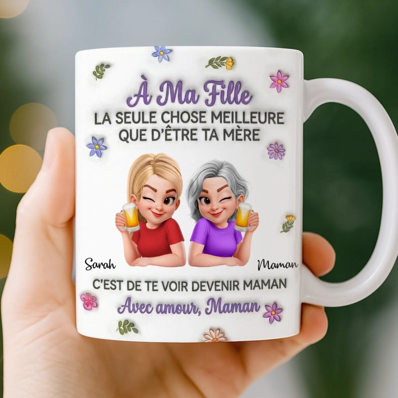 Mug Effet 3D Imprimé Personnalisé – Cadeau Pour Maman, Fille – Reine De Ma Famille