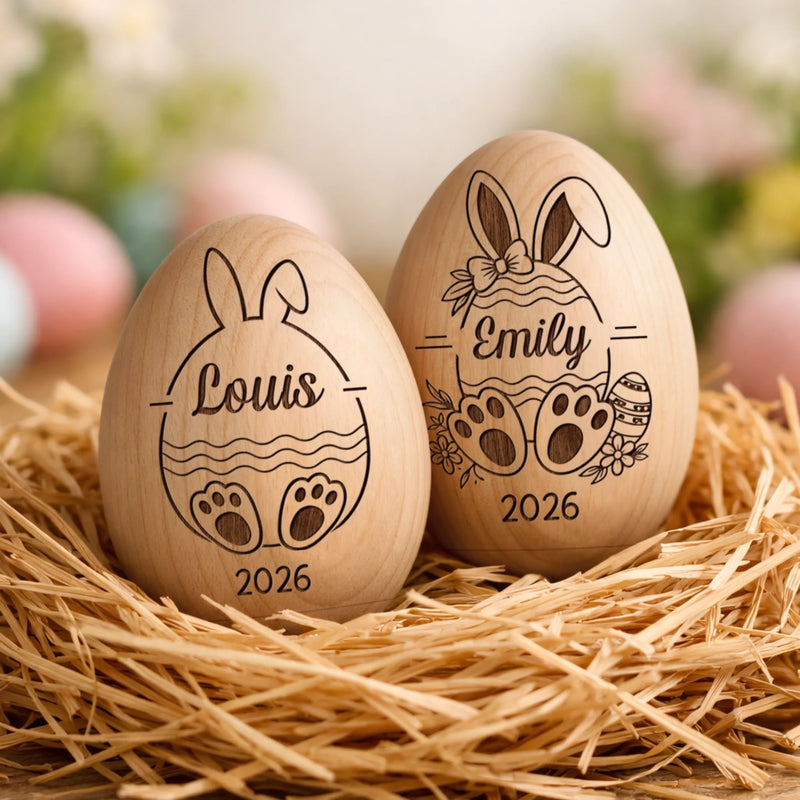 Hochet Œuf En Bois Personnalisé – Cadeau De Pâques Pour Bébé – Un Petit Trésor Plein De Douceur