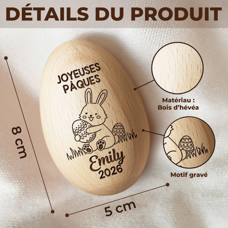 Hochet Œuf En Bois Personnalisé – Cadeau De Pâques Pour Bébé – Le Printemps Commence Ici