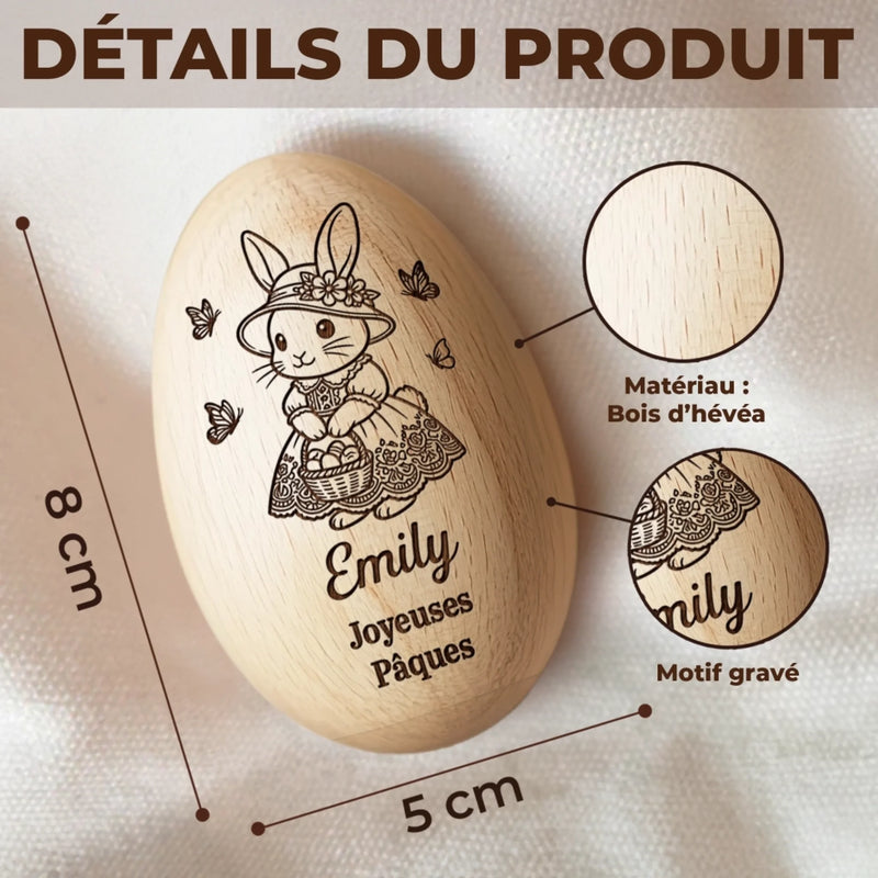 Hochet Œuf En Bois Personnalisé – Cadeau De Pâques Pour Bébé – La Magie Des Premiers Moments