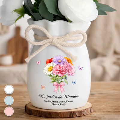 Vase À Fleurs Personnalisé Avec Corde – Cadeau Pour Maman, Mamie – Toujours Entourée De Fleurs Et D’Amour
