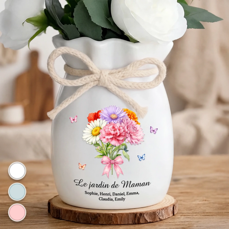 Vase À Fleurs Personnalisé Avec Corde – Cadeau Pour Maman, Mamie – Toujours Entourée De Fleurs Et D’Amour