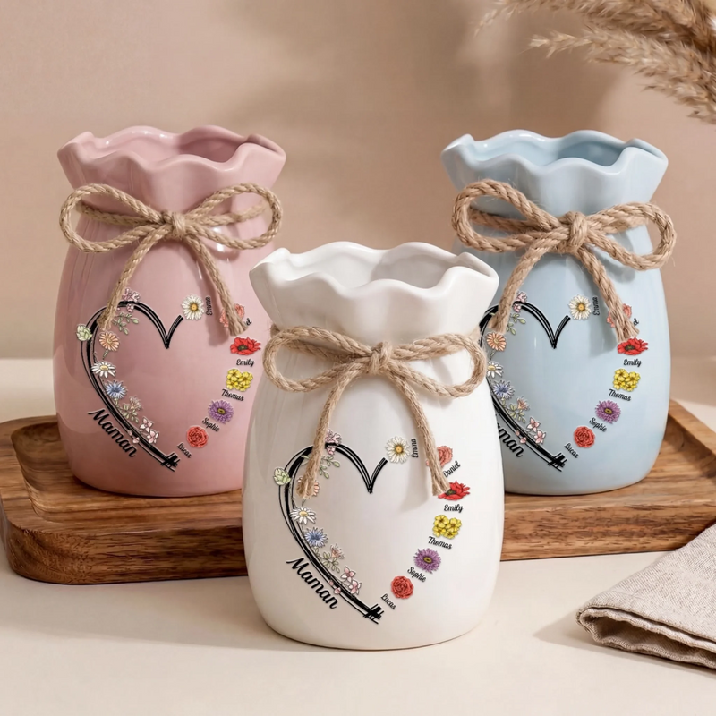Vase À Fleurs Personnalisé Avec Corde – Cadeau Pour Maman, Mamie – Des Fleurs Pour Celle Que J’Aime
