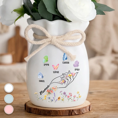 Vase à fleurs personnalisé avec corde – Cadeau pour maman, mamie – Là où l’amour prend racine