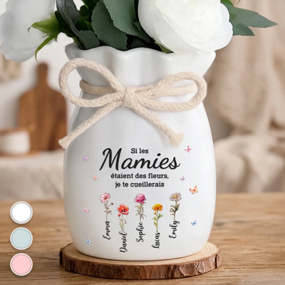Vase À Fleurs Personnalisé Avec Corde – Cadeau Pour Maman, Mamie – L’Amour Fleurit Dans Notre Famille