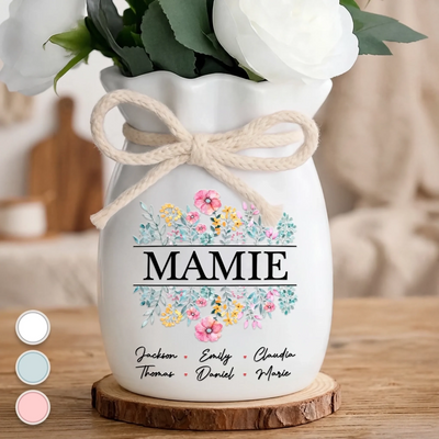 Vase à fleurs personnalisé avec corde – Cadeau pour maman, mamie – L'amour de notre famille