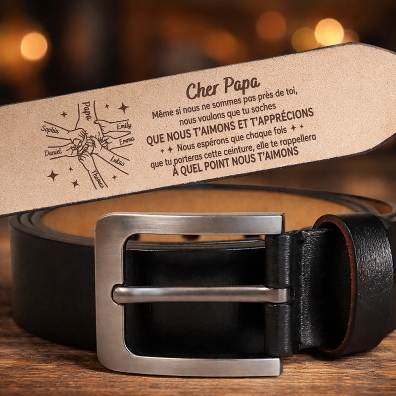 Ceinture En Cuir Gravée Personnalisée – Cadeaux D’Anniversaire Personnalisés Pour Papa Et Grand-Père – Ceinture En Cuir Gravée Pour Mon Père