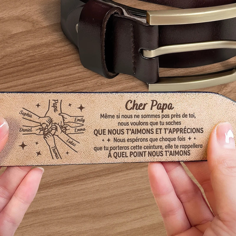 Ceinture En Cuir Gravée Personnalisée – Cadeaux D’Anniversaire Personnalisés Pour Papa Et Grand-Père – Ceinture En Cuir Gravée Pour Mon Père