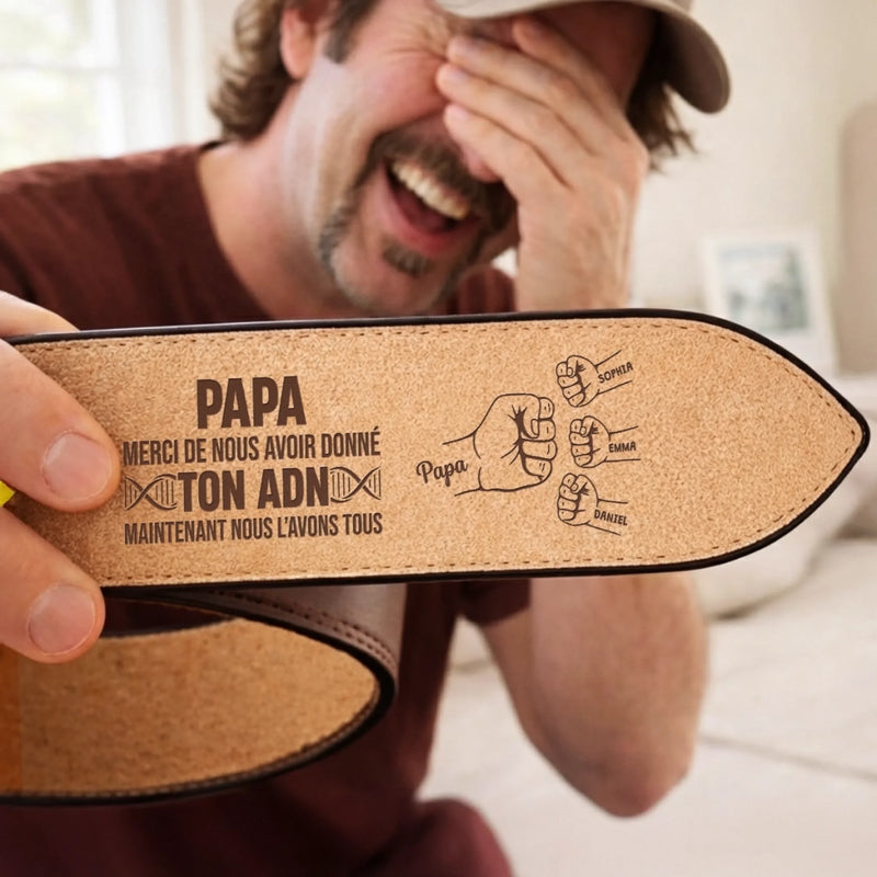 Ceinture En Cuir Gravée Personnalisée – Cadeaux D’Anniversaire Personnalisés Pour Papa Et Grand-Père – Merci Pour Ton Papa ADN