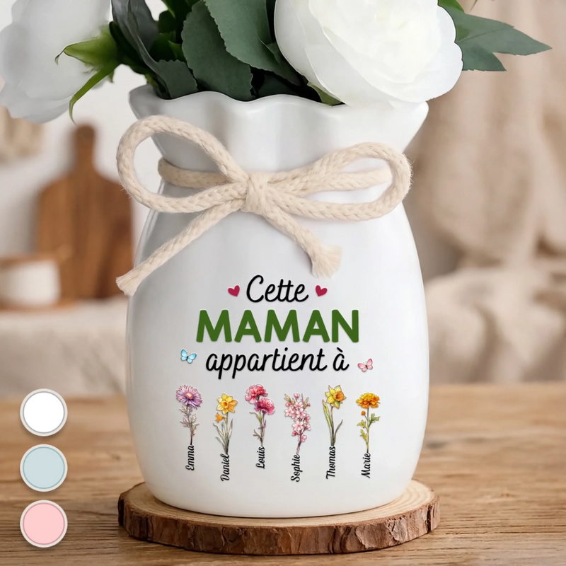 Vase À Fleurs Personnalisé Avec Corde – Cadeau Pour Maman, Mamie – Cette Maman Appartient À