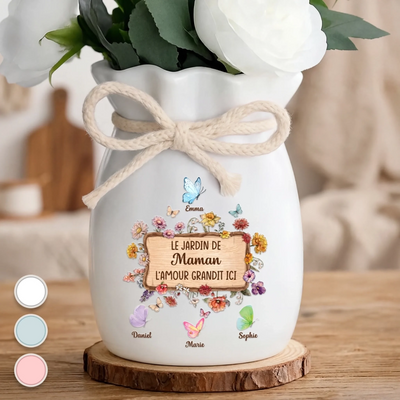 Vase À Fleurs Personnalisé Avec Corde – Cadeau Pour Maman, Mamie – L’Amour Grandit Ici