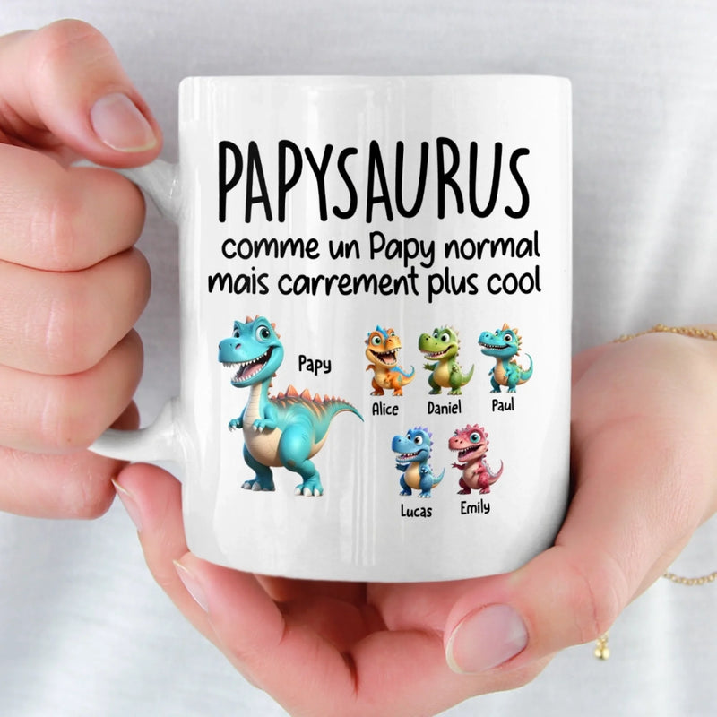 Mug Personnalisé – Cadeau Pour Papa, Papi – Cool Papasaurus