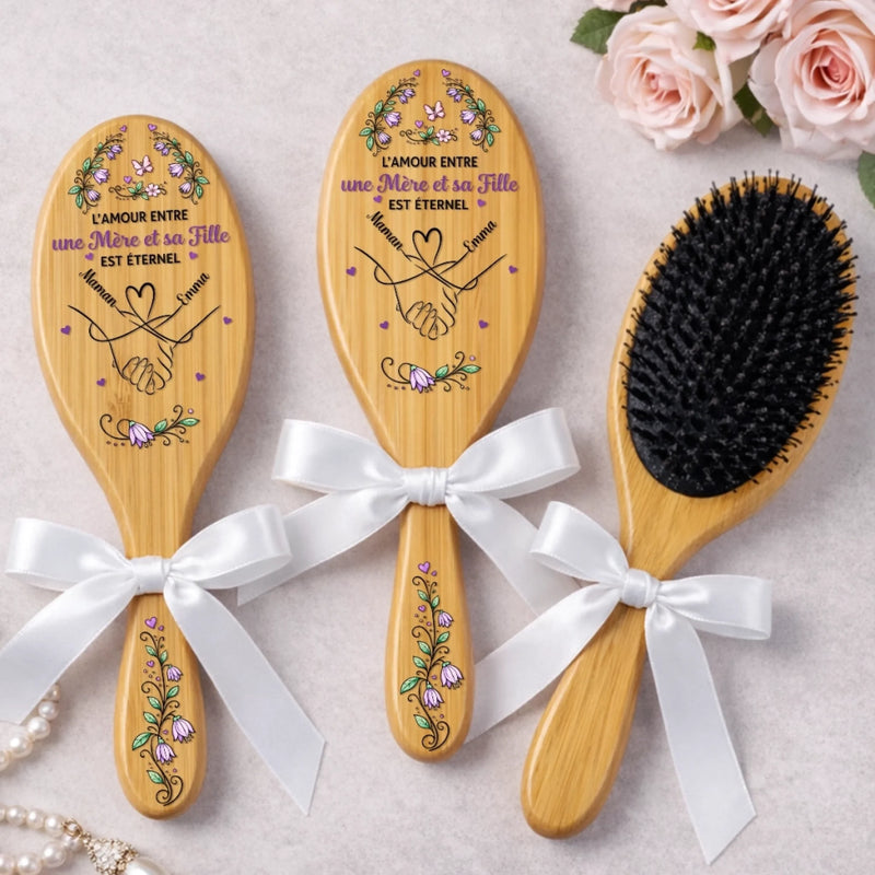 Brosse à Cheveux Personnalisée – Cadeau pour Maman et Mamie – L'amour Éternel D'une Mère