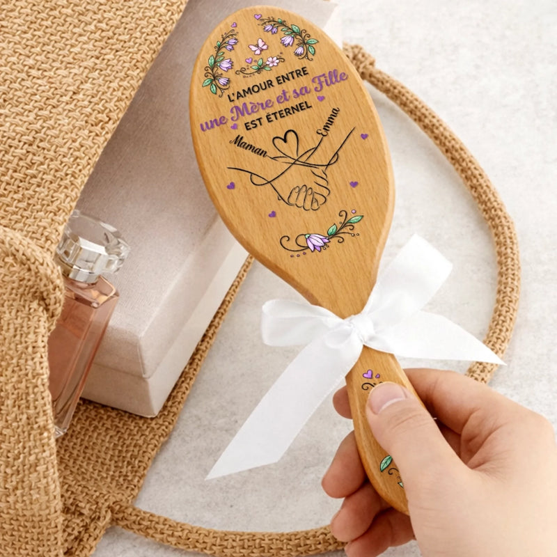 Brosse à Cheveux Personnalisée – Cadeau pour Maman et Mamie – L'amour Éternel D'une Mère